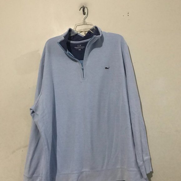 Vineyard Plus Size 2XB Blue 1/4 Zip Sweater Men